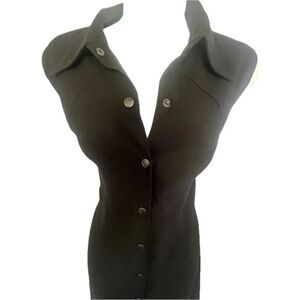 Vintage Bebe 90’s Button Up Dress Y2K Business Goth Women’s Size 8